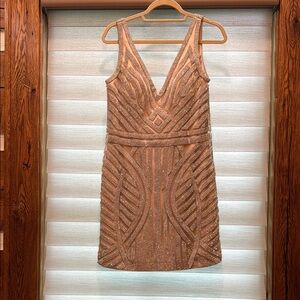 Jovani Gold Sequin Embellished Mini Dress